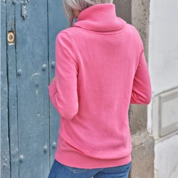 WoodLovers Women's Medium‎ Pink Cowl Neck Long Sleeve Knit Sweater Soft Pullover - Picture 7 of 7